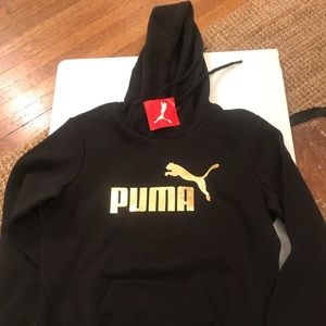 Puma Black Hoodie w/ Gild Foil Logo NWT Sz S